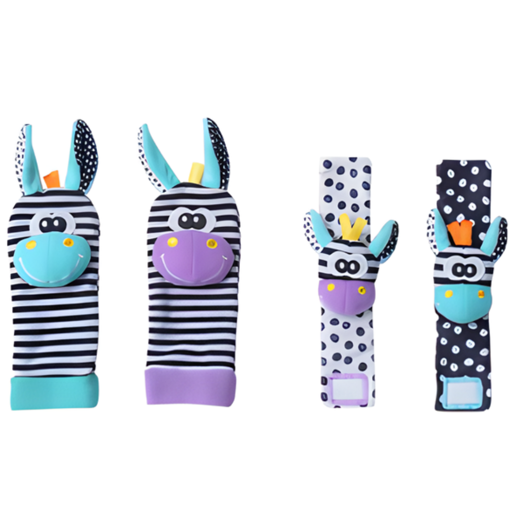 Kletshuts™ RattleToy 1+1 GRATIS: Zachte Dierlijke Baby Pols En Voet Sokke Rammelaa Speelgoed Set