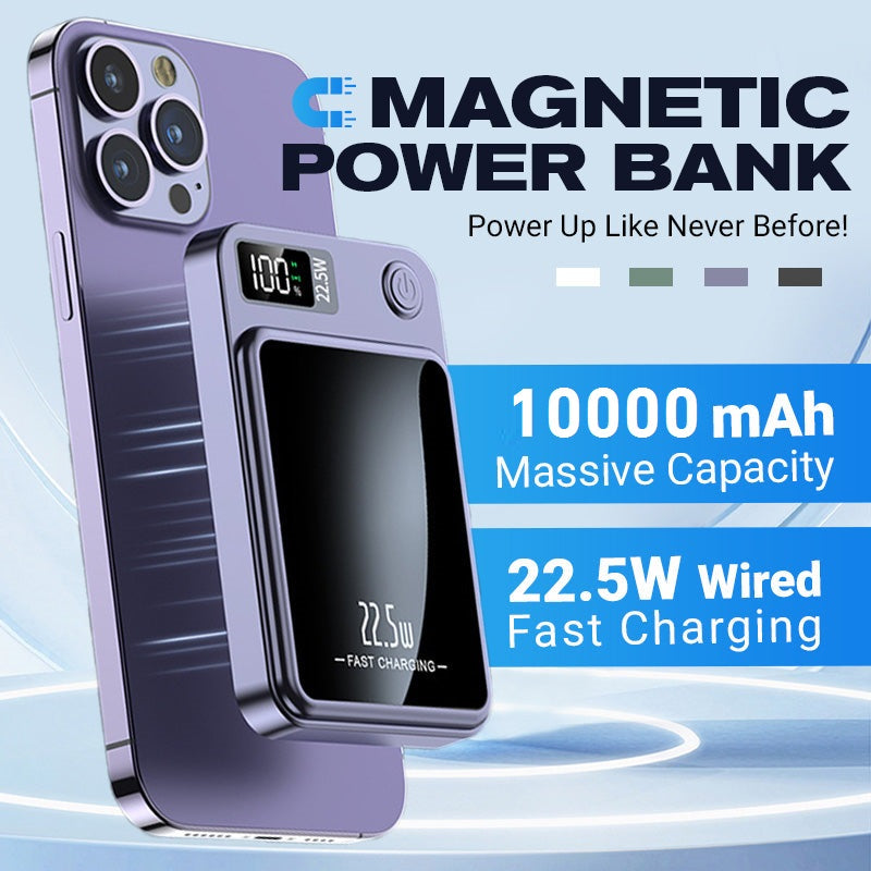 🖤⚡ BLACK FRIDAY 50% KORTING Ultra-Slim Magneet Powerbank 10000mAh – 2× Sneller Opladen, Draadloos & Vast 🚀