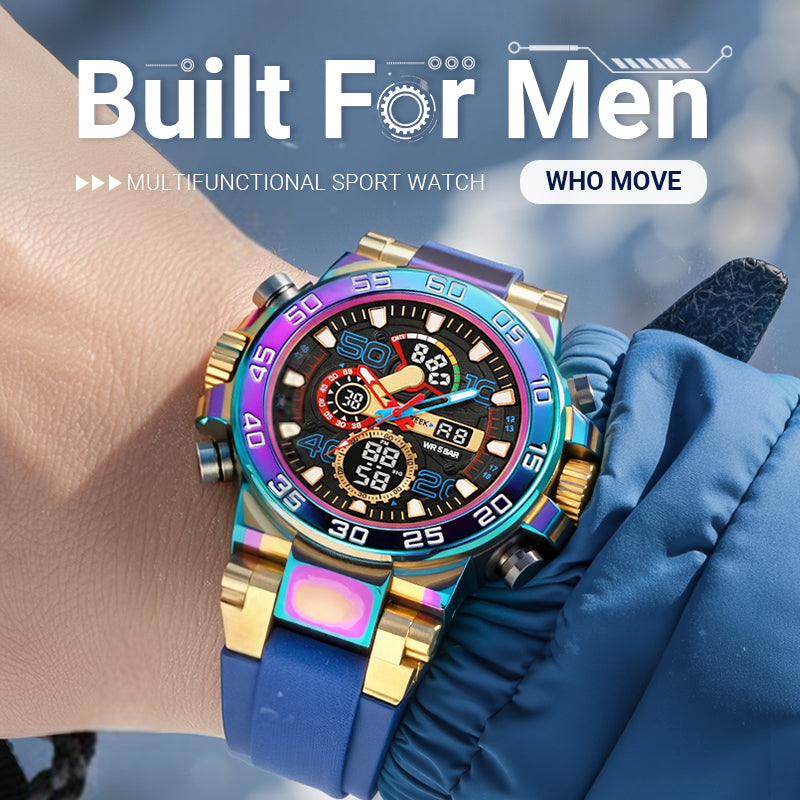 🔥 BLACK FRIDAY 50% KORTING! Multifunctioneel LED Horloge – Waterdicht 50M, Dubbele Tijd & Nachtverlichting ⌚✨