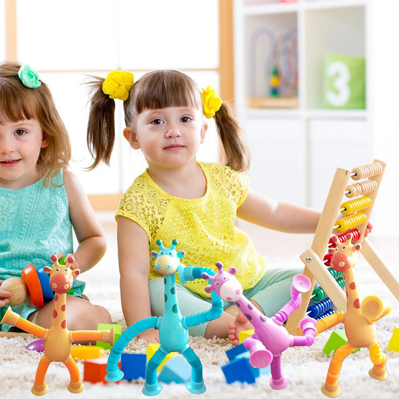 Kletshuts™ StretchyGiraffe: Telescopisch Rekbaar Giraffe Speelgoed Met Zuignap