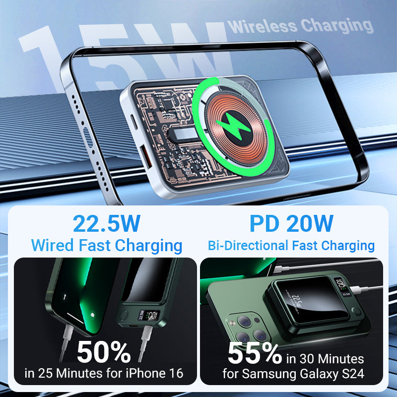 🖤⚡ BLACK FRIDAY 50% KORTING Ultra-Slim Magneet Powerbank 10000mAh – 2× Sneller Opladen, Draadloos & Vast 🚀
