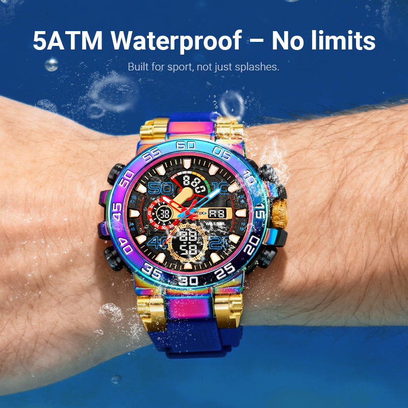 🔥 BLACK FRIDAY 50% KORTING! Multifunctioneel LED Horloge – Waterdicht 50M, Dubbele Tijd & Nachtverlichting ⌚✨