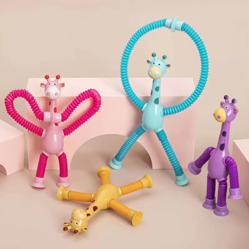 Kletshuts™ StretchyGiraffe: Telescopisch Rekbaar Giraffe Speelgoed Met Zuignap