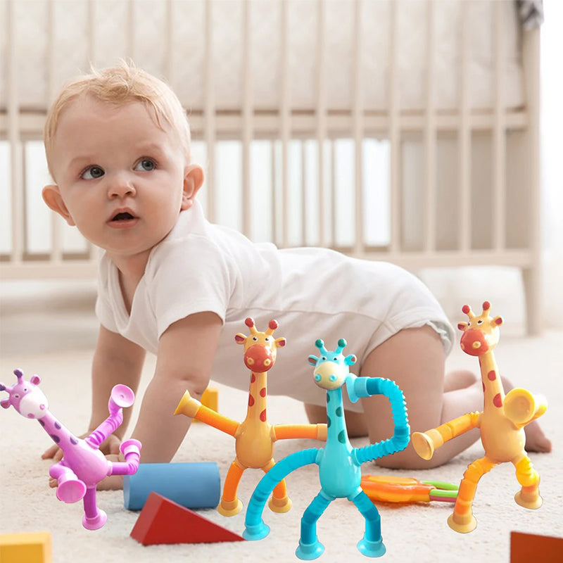 Kletshuts™ StretchyGiraffe: Telescopisch Rekbaar Giraffe Speelgoed Met Zuignap