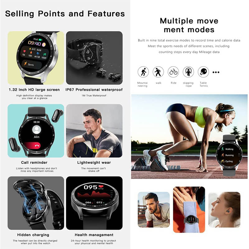 💖Beperkte uitverkoop 50% UIT💖⌚2 IN 1 SMARTWATCH MET OORPHONES