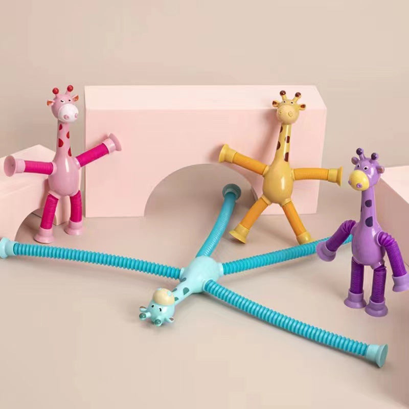 Kletshuts™ StretchyGiraffe: Telescopisch Rekbaar Giraffe Speelgoed Met Zuignap
