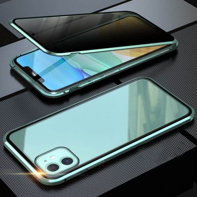 Hoesje voor iPhone Privacy Glas Magnetisch Metalen Hoesje