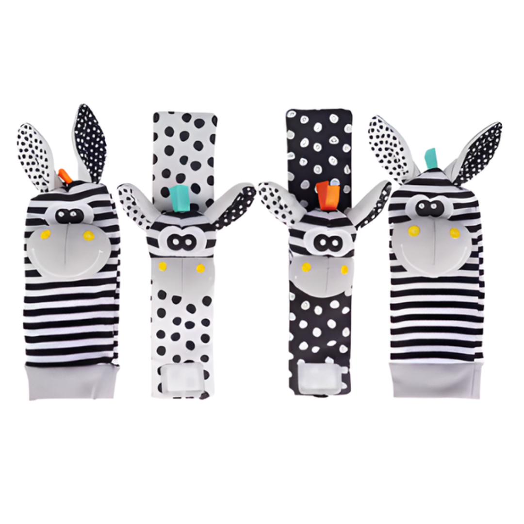 Kletshuts™ RattleToy 1+1 GRATIS: Zachte Dierlijke Baby Pols En Voet Sokke Rammelaa Speelgoed Set