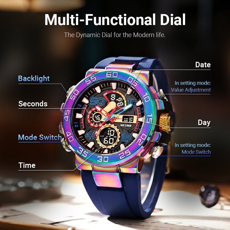 🔥 BLACK FRIDAY 50% KORTING! Multifunctioneel LED Horloge – Waterdicht 50M, Dubbele Tijd & Nachtverlichting ⌚✨