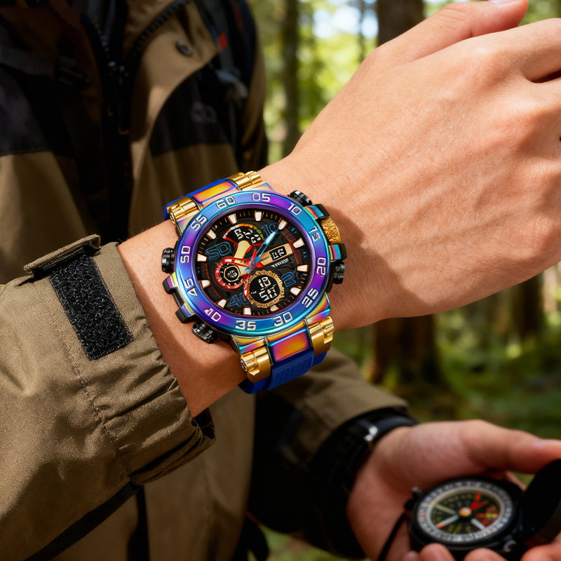 🔥 BLACK FRIDAY 50% KORTING! Multifunctioneel LED Horloge – Waterdicht 50M, Dubbele Tijd & Nachtverlichting ⌚✨