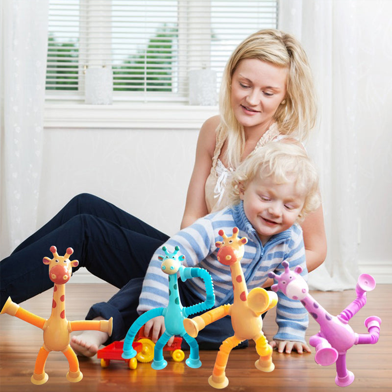 Kletshuts™ StretchyGiraffe: Telescopisch Rekbaar Giraffe Speelgoed Met Zuignap