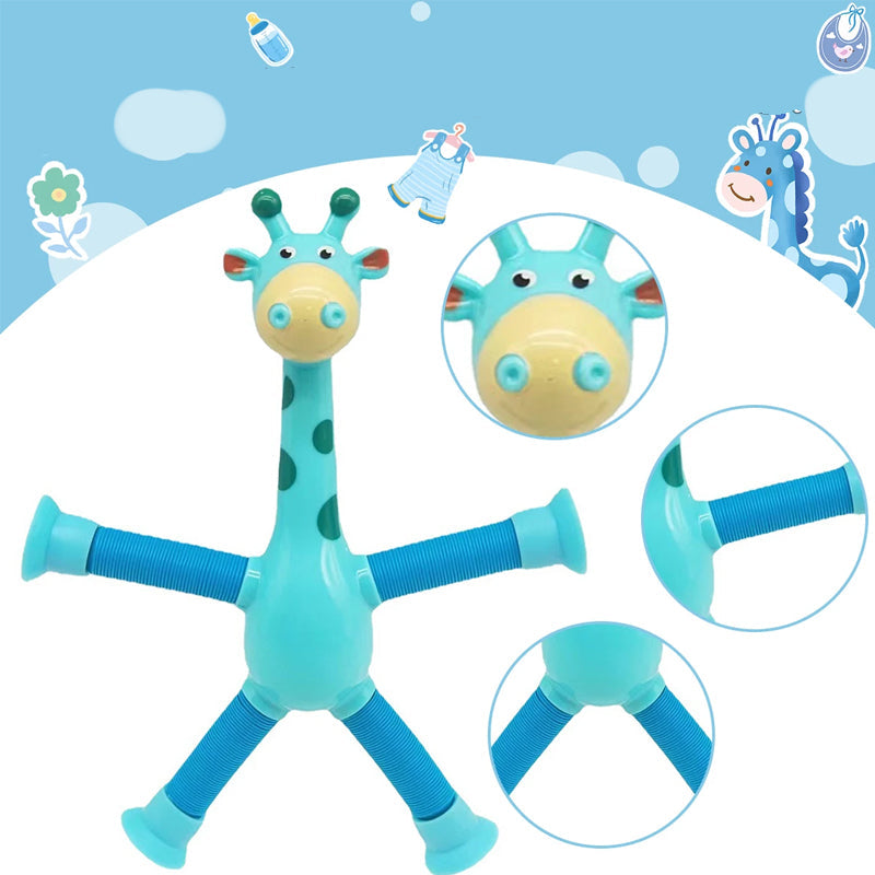 Kletshuts™ StretchyGiraffe: Telescopisch Rekbaar Giraffe Speelgoed Met Zuignap