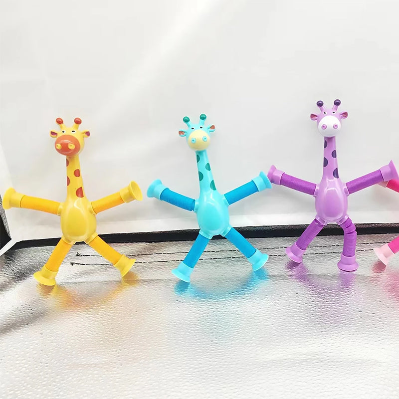 Kletshuts™ StretchyGiraffe: Telescopisch Rekbaar Giraffe Speelgoed Met Zuignap