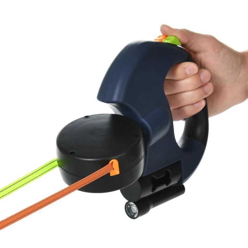 DogFri™ DoubleLeash: LED Licht Dubbele Hoofd Intrekbare Hondenriem