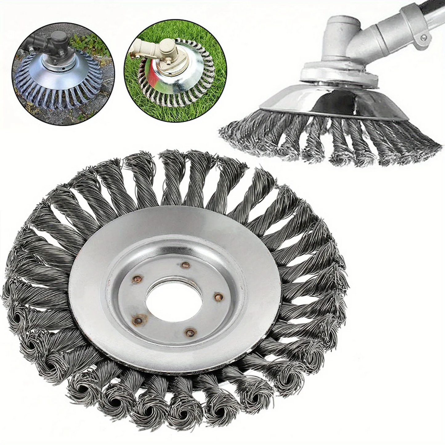 CutterHead: Zwaar Uitgevoerde Staaldraad Onkruid Snijder 20cm Borstelkop Set