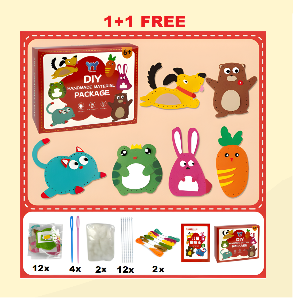 Kletshuts™ SewingCraft 1+1 GRATIS: DIY Dier Naaiset Kit Kinderen Creatief Knutselen Set