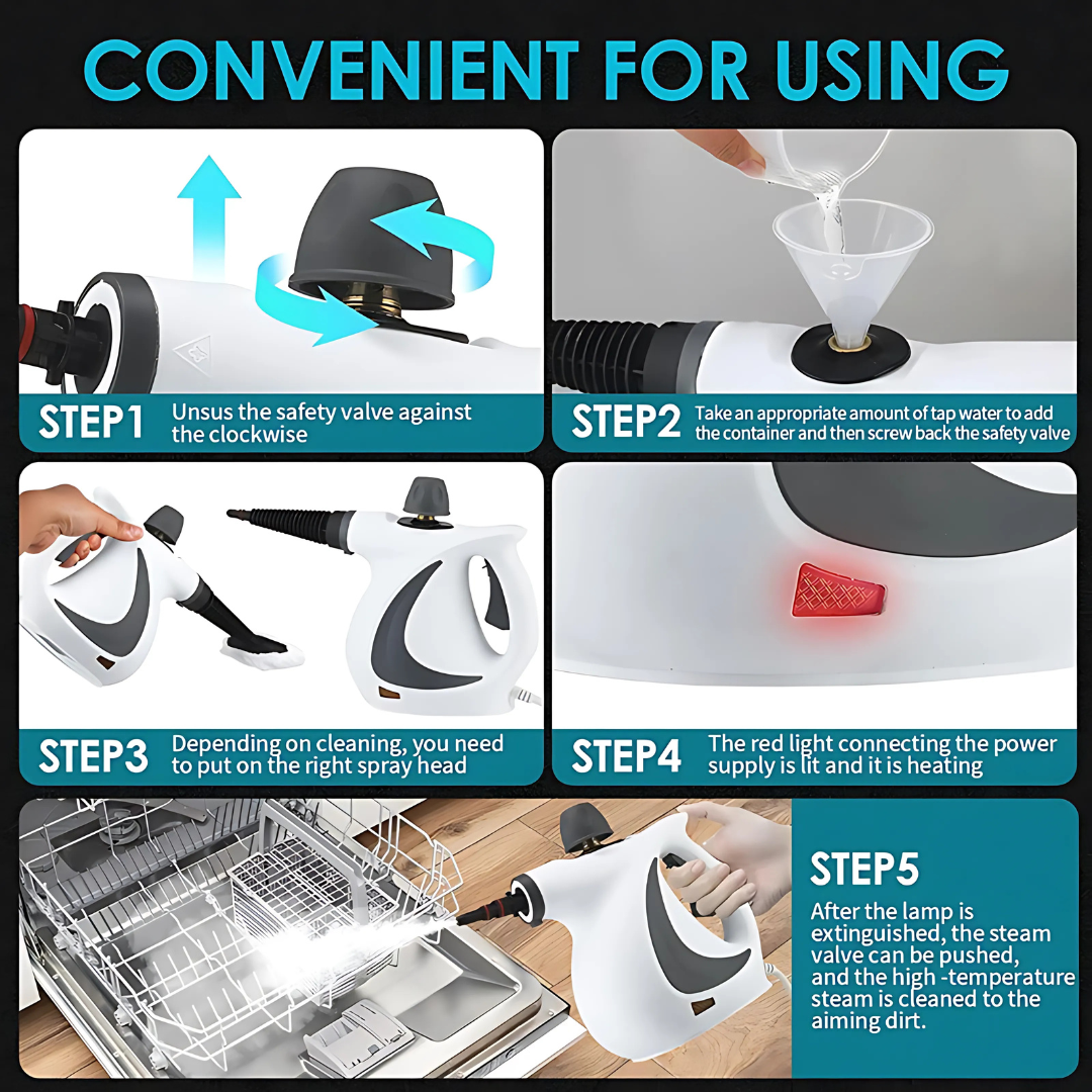 Cleaner Pro° PowerSteam: Multifunctioneel Krachtige Thuis Stoomreiniger Set