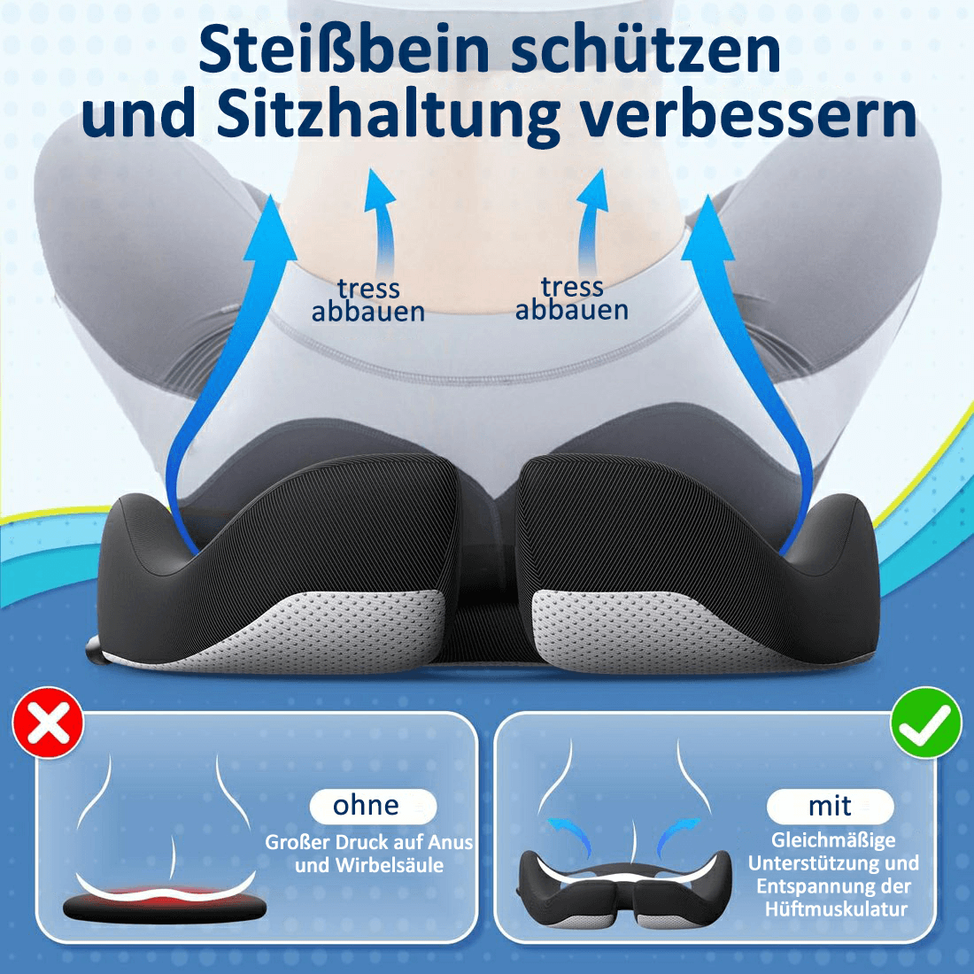 🎁LAATSTE DAG 50% KORTING🔥Ergonomisch traagschuim zitkussen