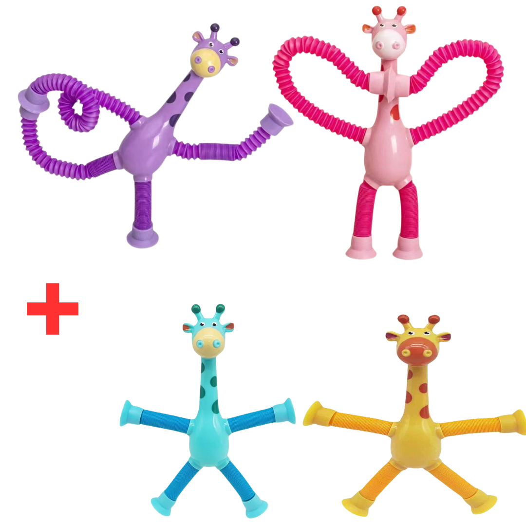 Kletshuts™ StretchyGiraffe: Telescopisch Rekbaar Giraffe Speelgoed Met Zuignap