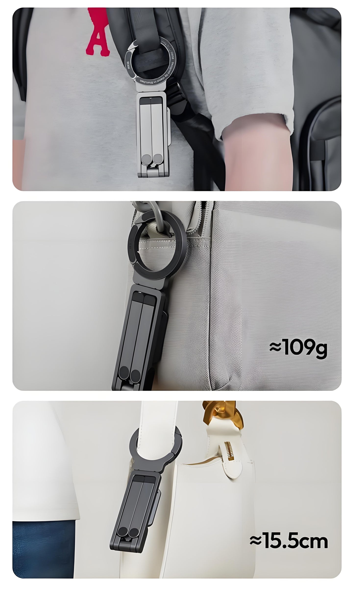Magnetisch telefoonstatief voor iPhone, MA38 Draagbare telefoonhouder Mini-statief voor Magsafe met dubbelzijdige sterke magneet 1/4'' Arri-positioneringsgat Opvouwbare haak