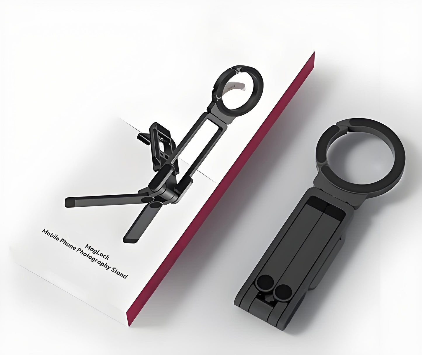 Magnetisch telefoonstatief voor iPhone, MA38 Draagbare telefoonhouder Mini-statief voor Magsafe met dubbelzijdige sterke magneet 1/4'' Arri-positioneringsgat Opvouwbare haak