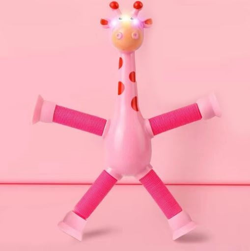 Kletshuts™ StretchyGiraffe: Telescopisch Rekbaar Giraffe Speelgoed Met Zuignap