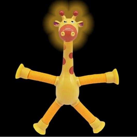 Kletshuts™ StretchyGiraffe: Telescopisch Rekbaar Giraffe Speelgoed Met Zuignap