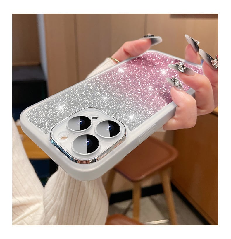 Gradiënt Glitter Transparant Zacht Hoesje voor iPhone