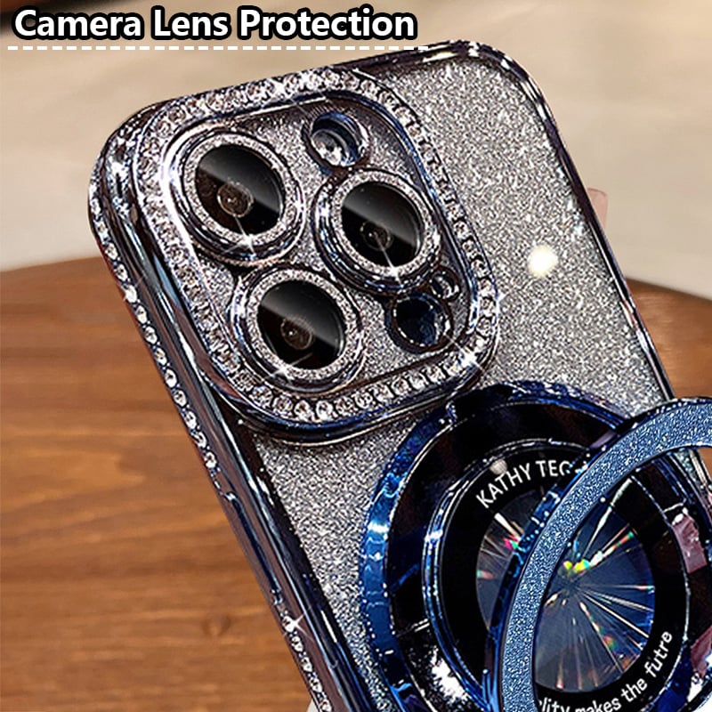 ✨ Laat je iPhone schitteren! Magnetisch Glitter Hoesje met Onzichtbare Standaard – Luxe, Glans & Bescherming in één!