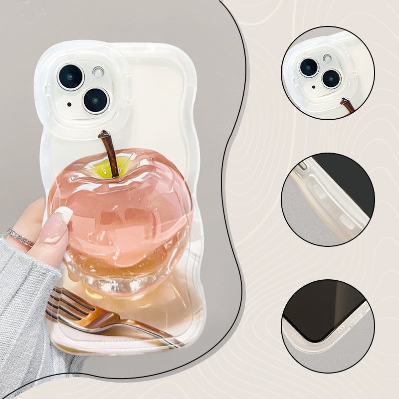 🌸🍒Doorzichtig telefoonhoesje met appelpatroon – geschikt voor iPhone 11 t/m 16🌼