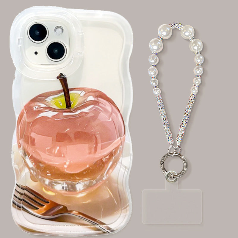 🌸🍒Doorzichtig telefoonhoesje met appelpatroon – geschikt voor iPhone 11 t/m 16🌼