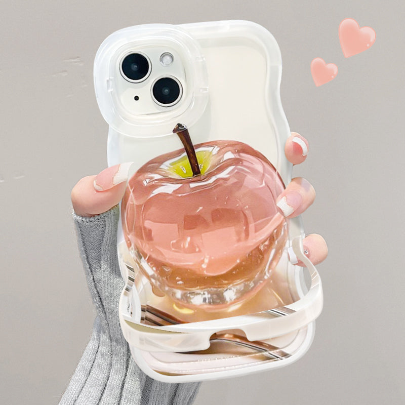🌸🍒Doorzichtig telefoonhoesje met appelpatroon – geschikt voor iPhone 11 t/m 16🌼