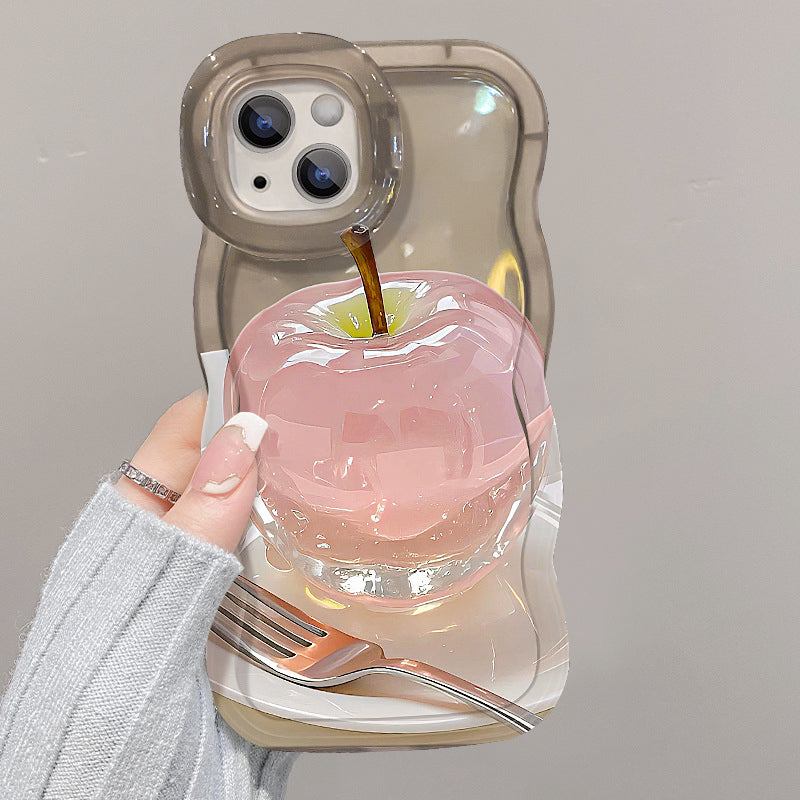 🌸🍒Doorzichtig telefoonhoesje met appelpatroon – geschikt voor iPhone 11 t/m 16🌼