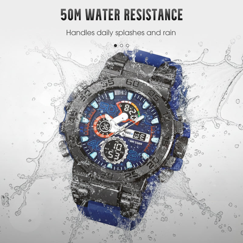 🔥 BLACK FRIDAY 50% KORTING! Multifunctioneel LED Horloge – Waterdicht 50M, Dubbele Tijd & Nachtverlichting ⌚✨