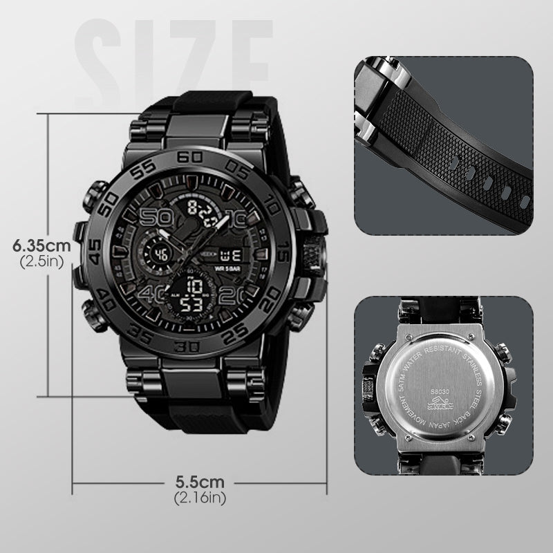 🔥 BLACK FRIDAY 50% KORTING! Multifunctioneel LED Horloge – Waterdicht 50M, Dubbele Tijd & Nachtverlichting ⌚✨