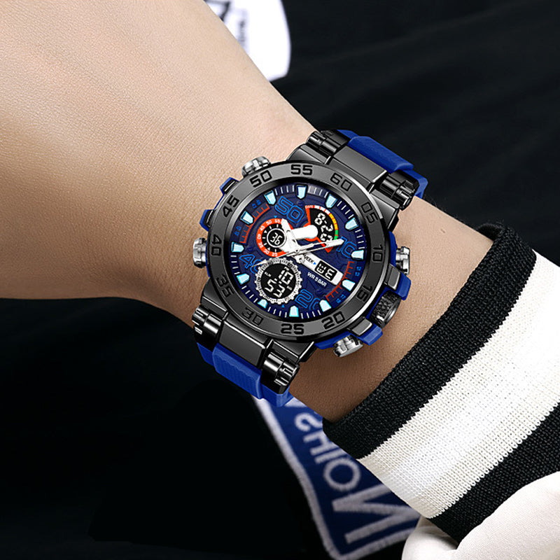 🔥 BLACK FRIDAY 50% KORTING! Multifunctioneel LED Horloge – Waterdicht 50M, Dubbele Tijd & Nachtverlichting ⌚✨