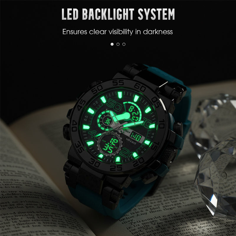 🔥 BLACK FRIDAY 50% KORTING! Multifunctioneel LED Horloge – Waterdicht 50M, Dubbele Tijd & Nachtverlichting ⌚✨